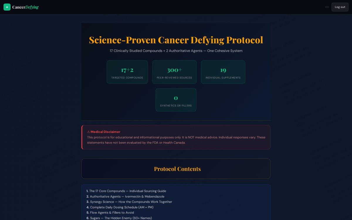 CancerDefying.com website preview