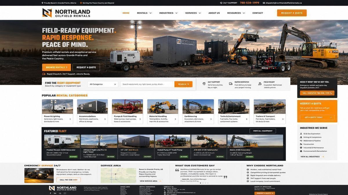 Oilfield equipment rentals website