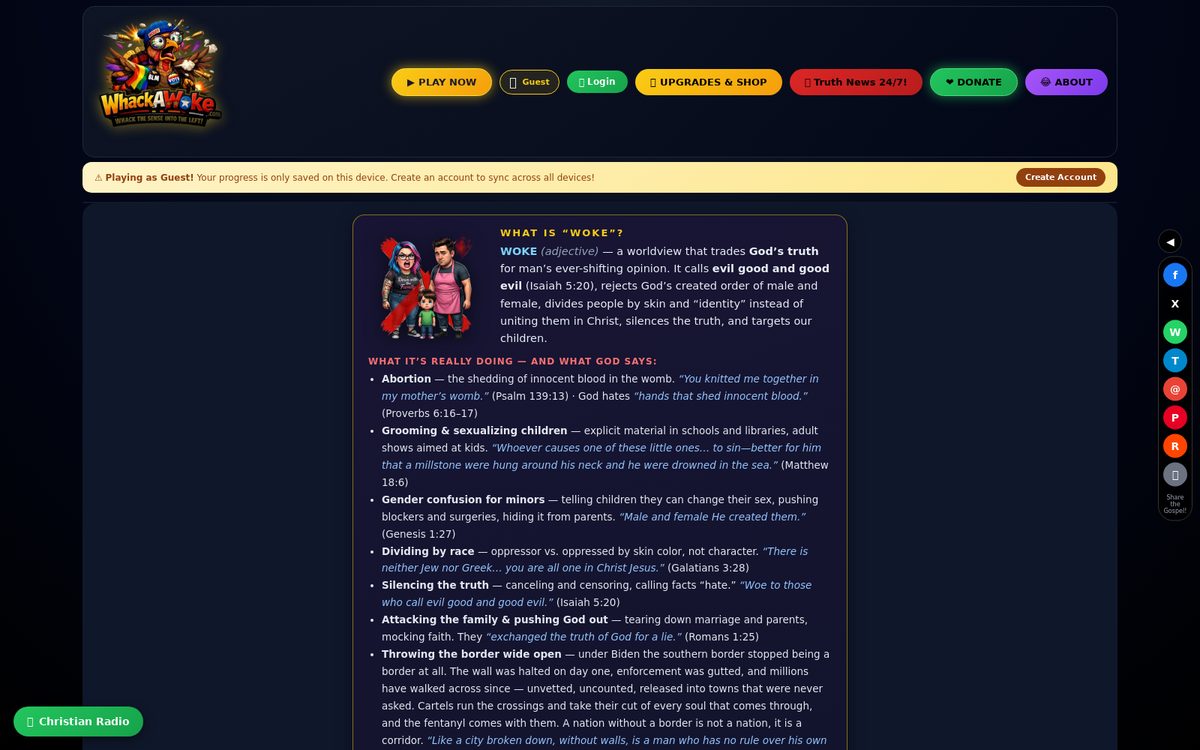 WhackAWoke.com website screenshot